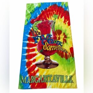 Jimmy Buffett Margaritaville Beach Towel 5 O'Clock Somewhere Tie Dye 100% Cotton